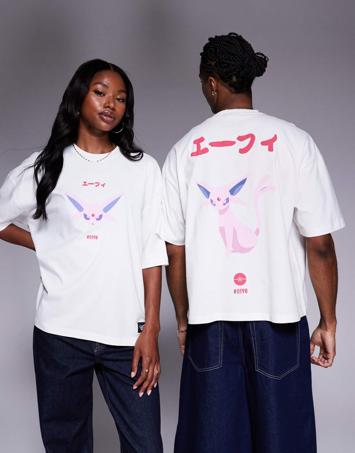 ASOS DESIGN Pokemon unisex oversized t-shirt with Espeon prints in white