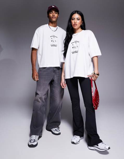 ASOS DESIGN Pokemon unisex oversized t-shirt with Pikachu prints in white - view 1