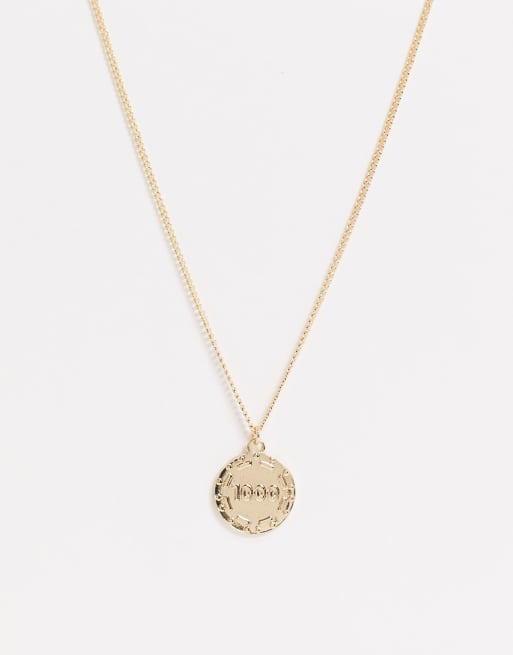 ASOS DESIGN poker chip necklace in gold tone ASOS