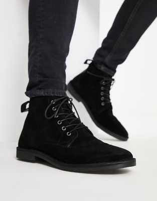ASOS DESIGN - Polacchine nere scamosciate con dettaglio in pelle