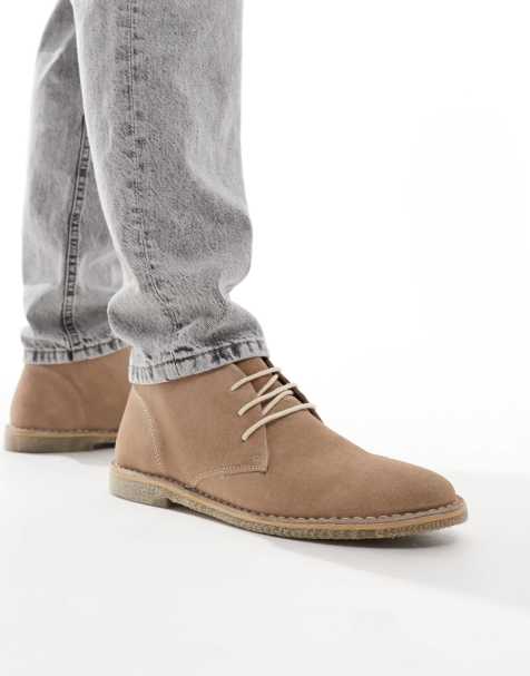 ASOS DESIGN - Polacchine stringate in camoscio color pietra con suola naturale - view 1