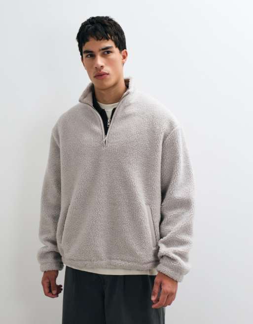 ASOS DESIGN polaire borg à quart de zip décontractée grise, 5 de 5