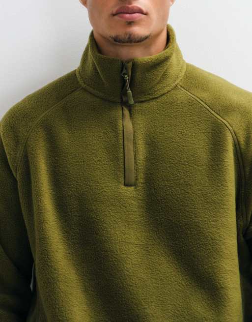 ASOS DESIGN polaire coupe décontractée à demi-zip vert olive, 5 de 5