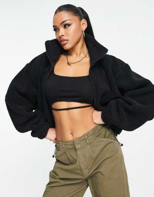 Veste Bomber Femme Noire - Suède Courte à Fermeture Éclair, Style