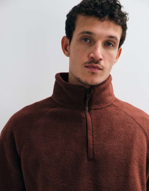 ASOS DESIGN polaire décontractée à zip 1/4 marron, 3 de 5