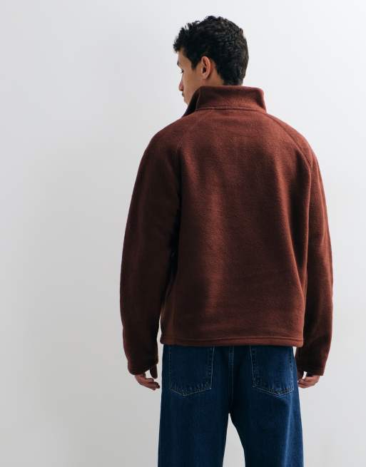 ASOS DESIGN polaire décontractée à zip 1/4 marron, 5 de 5