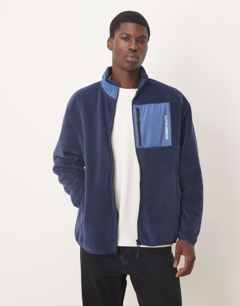 ASOS DESIGN - Polaire oversize à fermeture éclair et poche - Bleu - view 1
