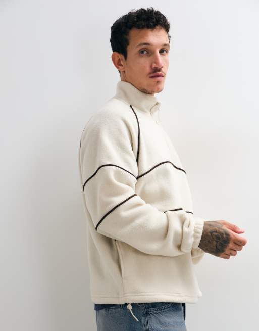 ASOS DESIGN polaire oversize avec passepoil beige, 4 de 5