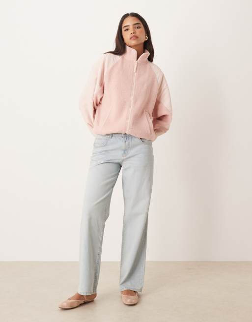 ASOS DESIGN - Polaire zippée avec détail en nylon - Rose ton sur ton, 3 de 4