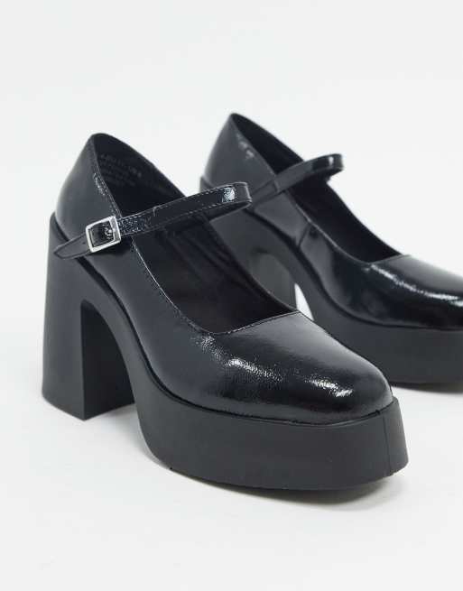 Black high heel hot sale mary jane shoes