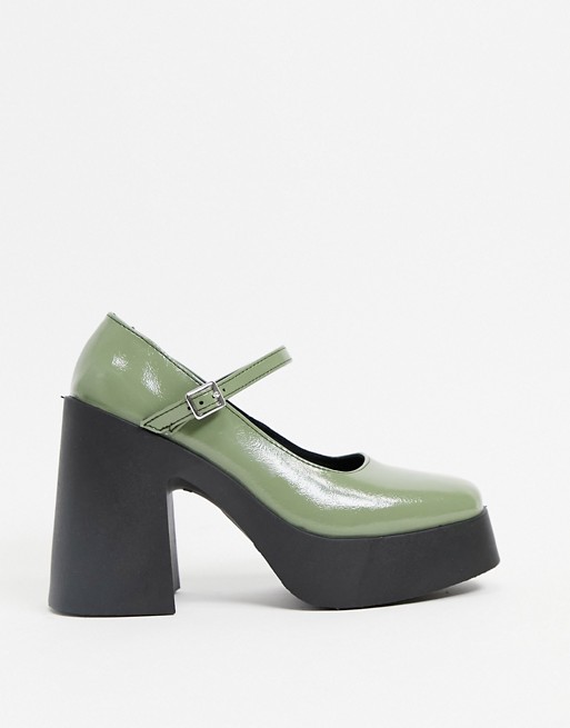 ASOS DESIGN Polar chunky high heeled mary - jane in mint patent