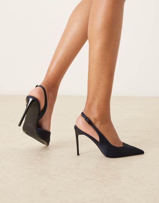 ASOS DESIGN Polar d'orsay slingback high heel shoes in navy