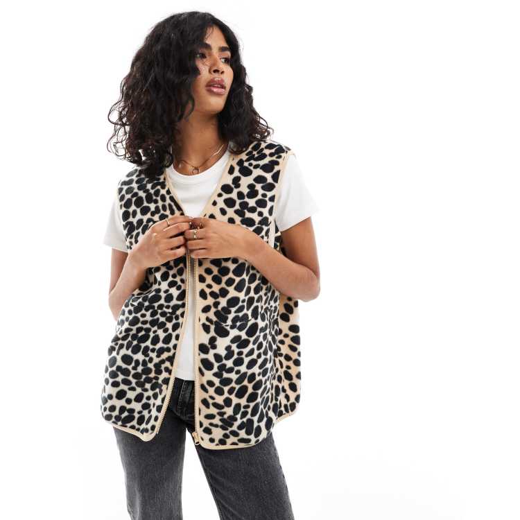 ASOS DESIGN polar fleece gilet in leopard