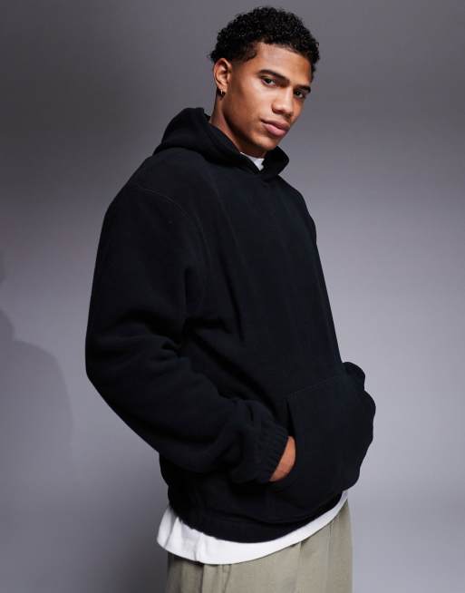 ASOS DESIGN polar fleece hoodie in black