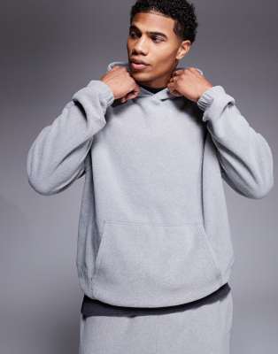 Asos Design Polar Fleece Hoodie In Gray Heather