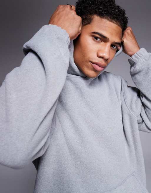 ASOS DESIGN polar fleece hoodie in gray heather