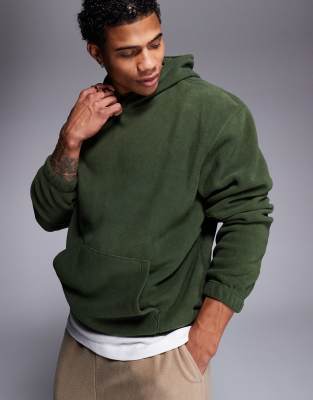 ASOS DESIGN ASOS DESIGN polar fleece hoodie in green - DGREEN