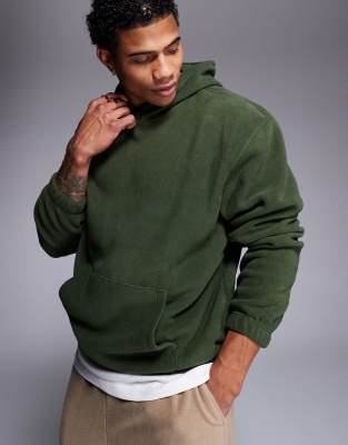 Asos Design Polar Fleece Hoodie In Green