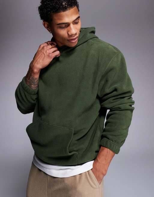 ASOS DESIGN polar fleece hoodie in green ASOS