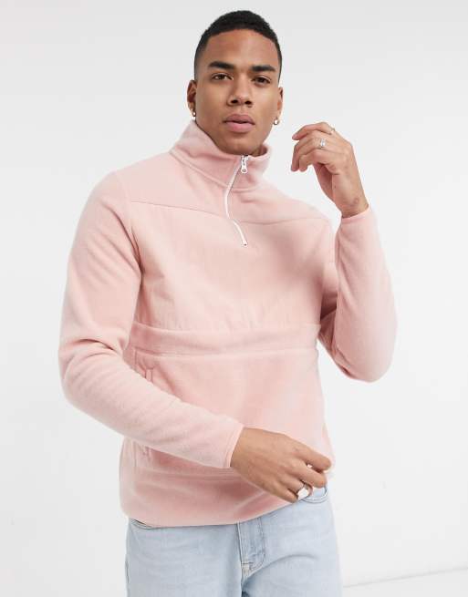 Pink polar shop fleece half zip