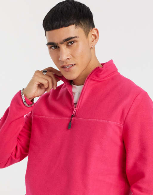 Polar fleece half zip on sale pink