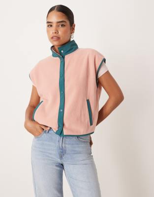 Asos Design Polar Fleece Vest In Pink