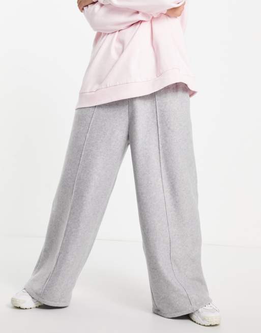 ASOS DESIGN polar fleece wide leg sweatpants in gray heather