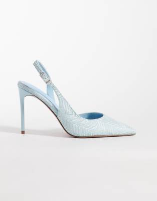 Polar slingback stiletto high heel shoes in blue