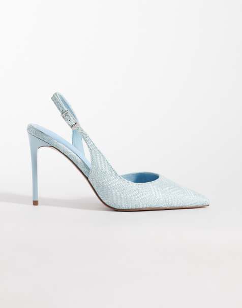 ASOS DESIGN Polar slingback stiletto high heel shoes in blue - view 1