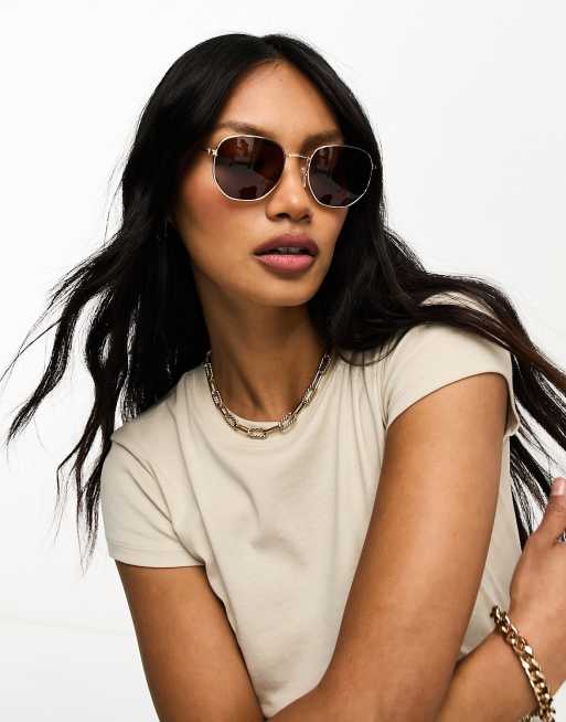 Asos Design Polarised Lens Round Metal Sunglasses Asos 