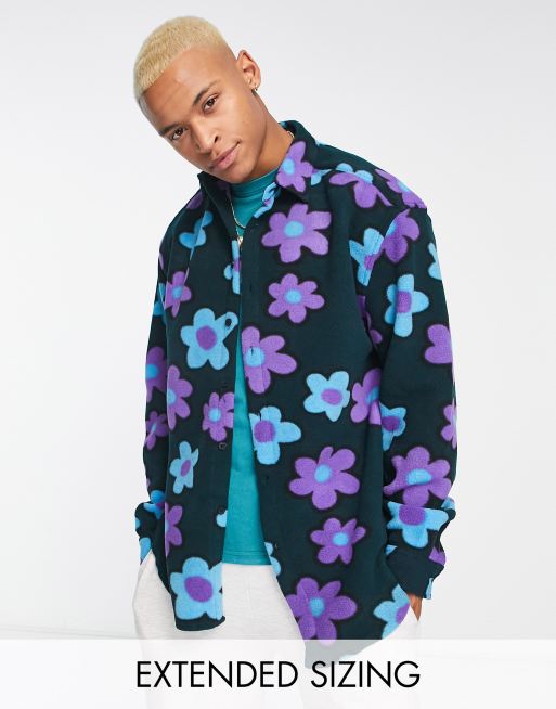 ASOS DESIGN – Polarowa koszula oversize w kwiatowy wzór w stylu lat 90.