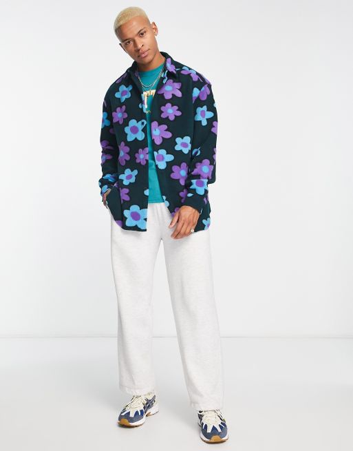ASOS DESIGN – Polarowa koszula oversize w kwiatowy wzór w stylu lat 90., 4 z 4
