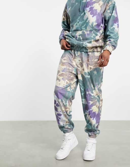 ASOS DESIGN – Polarowe joggersy oversize z efektem tie dye – część zestawu