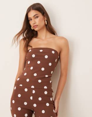 Asos Design Polka Dot Bengaline Bandeau Top