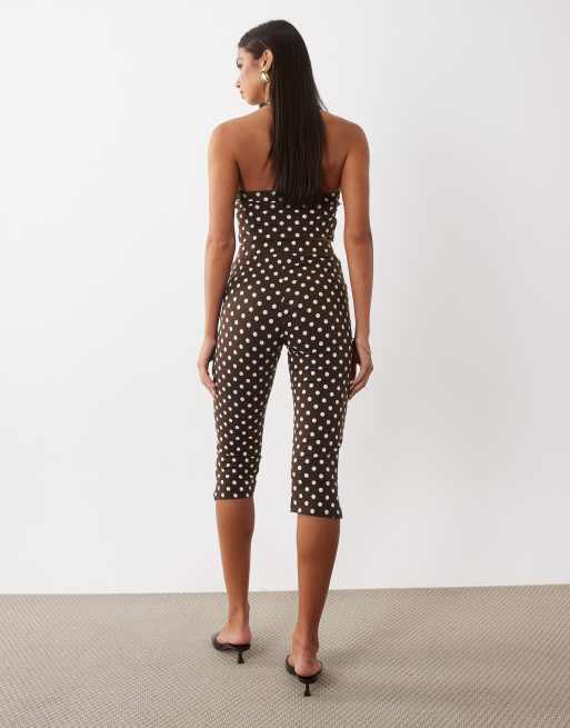 ASOS DESIGN polka dot capri leggings in choc (part of a set), 5 of 5