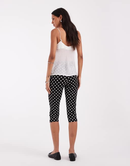 ASOS DESIGN polka dot capris legging in black, 3 of 5