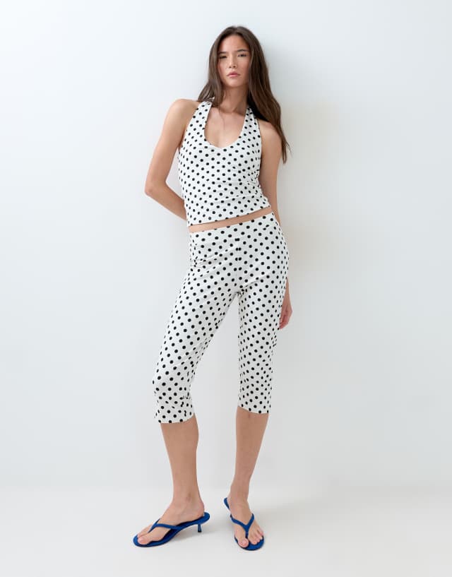ASOS DESIGN polka dot capris leggings in cream - part of a set