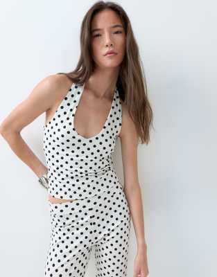 Asos Design Polka Dot Halter Top In Multi