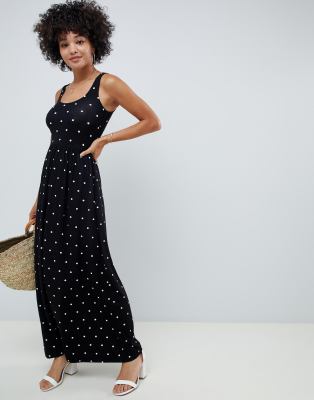 Belted Layered Polka Dot Print Maxi Dress