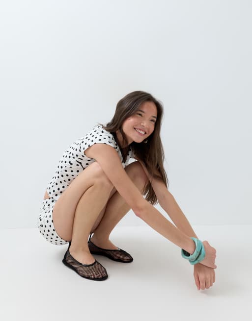 ASOS DESIGN polka dot micro shorts co-ord in cream, 5 of 5