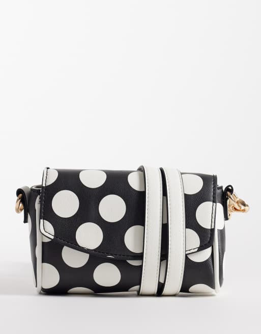 ASOS DESIGN polka dot mini cross body bag with adjustable strap in mono, 2 of 4