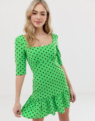 ASOS DESIGN polka dot mini dress with 