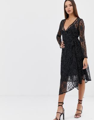 wrap lace dress