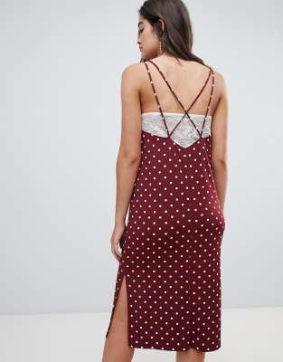 ASOS DESIGN polka dot slip dress with 