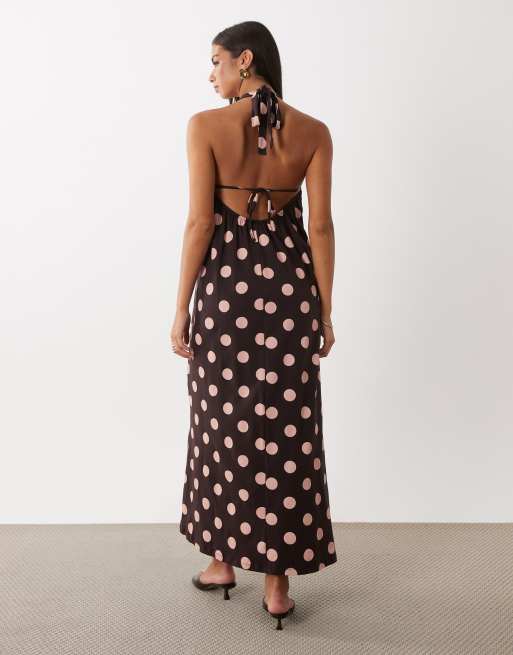pink and brown polka dot dress Satin Scarf Mini  Clothe Boutique lining within Made in the USA Sea Pea Brown Polka Dot Dress 