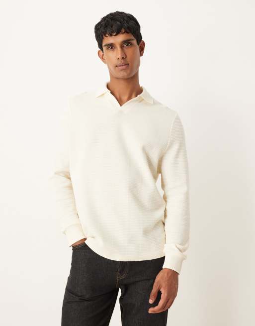 ASOS DESIGN - Polo à col cranté - Écru