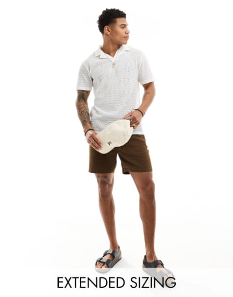 ASOS DESIGN - Polo à col revers en maille au crochet - Blanc - view 1