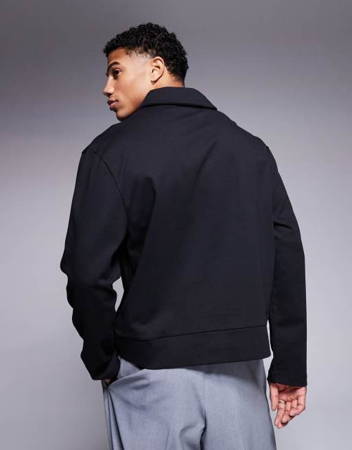 ASOS DESIGN - Polo à manches longues coupe carrée décontractée en tissu épais - Noir , 3 de 4