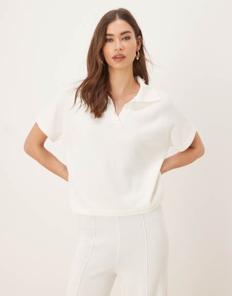 ASOS DESIGN - Polo a maniche corte in maglia color crema - view 1