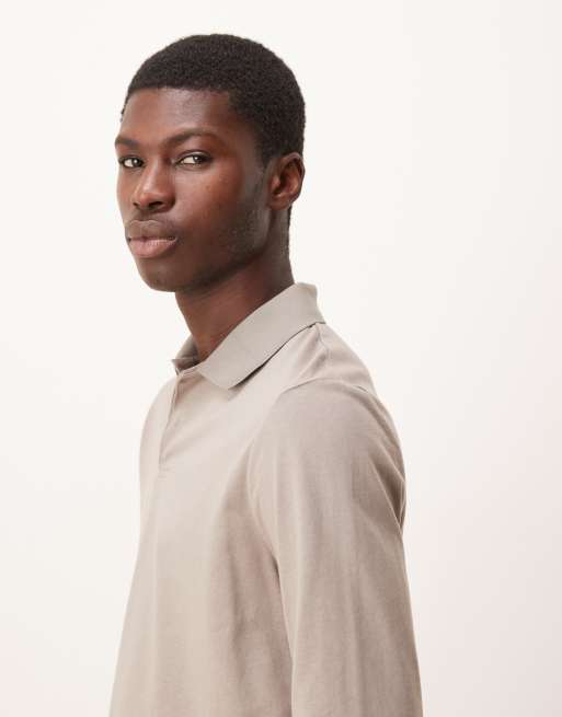 ASOS DESIGN - Polo a maniche lunghe color pietra, 4 di 5